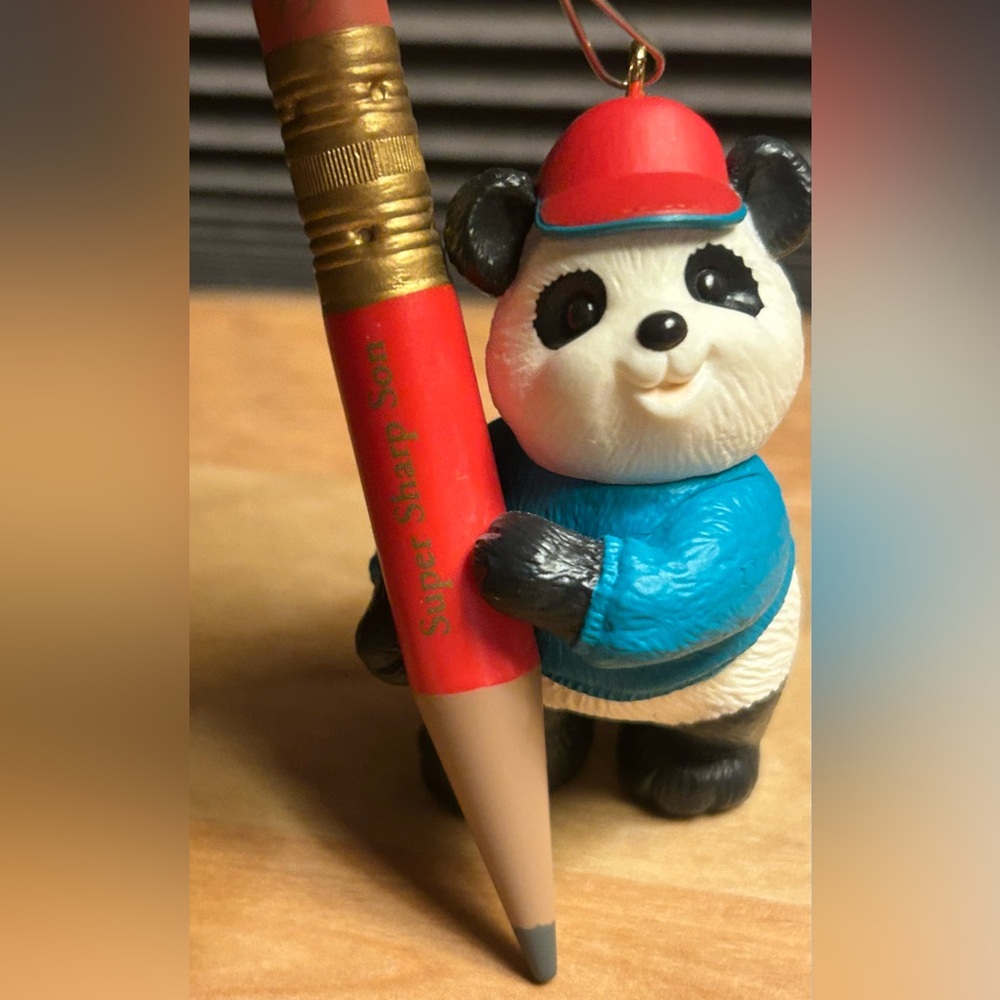 4/$20❄️ 🌟VTG Hallmark Super Sharp Son 🐼 1995 Keepsake Ornament